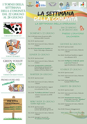Locandina Settimana della Comunità 2025 dal 22 al 28 giugno 2025 della parrocchia di San Michele Arcangelo in Salgareda