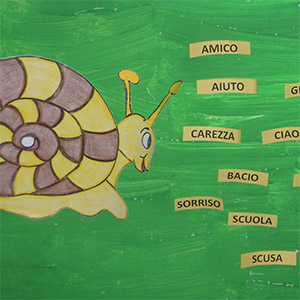 Foto di un cartellone di un laboratorio per bambini della scuola d'infanzia A. M. Croce della parrocchia di Salgareda